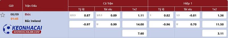 Tỷ lệ soi kèo Đức vs Bắc Ireland
